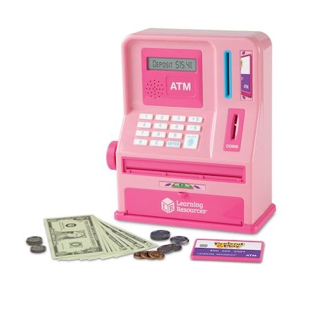 Learning Resources Pretend and Play Teaching ATM Bank - Pink 2625P